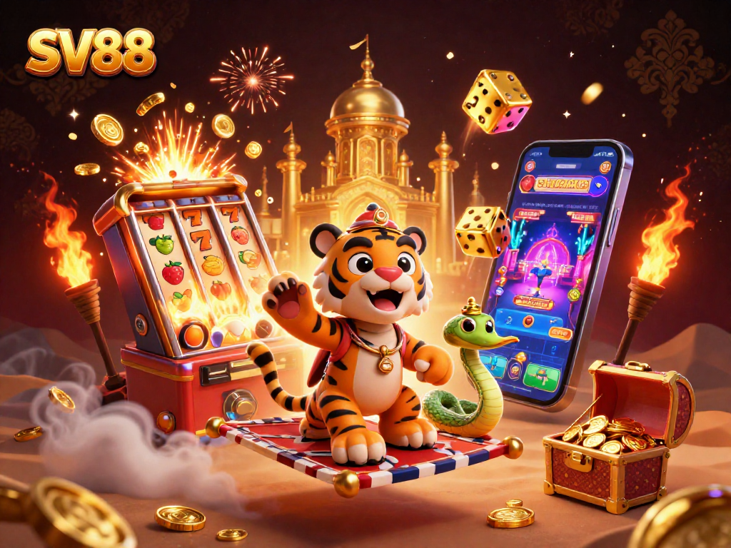 Engage with SV88's captivating online gaming experience featuring vibrant casino visuals.